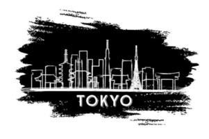 silueta del horizonte de la ciudad de tokio japón. boceto dibujado a mano. vector