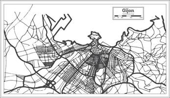 Gijon Spain City Map in Retro Style. Outline Map. vector