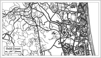 Mapa de la ciudad de Gold Coast Australia en color blanco y negro. esquema del mapa. vector