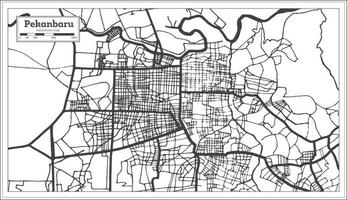 Pekanbaru Indonesia City Map in Black and White Color. Outline Map. vector