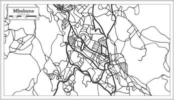 Mbabane Swaziland Map in Black and White Color. vector