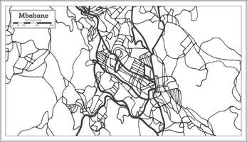 mapa de mbabane swazilandia en color blanco y negro. vector