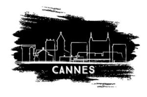 Cannes France City Skyline Silhouette. Hand Drawn Sketch. vector
