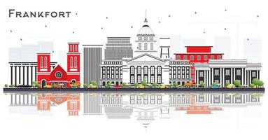 Frankfort Kentucky USA City Skyline with Gray Buildings and Reflections Isolated on White. vector