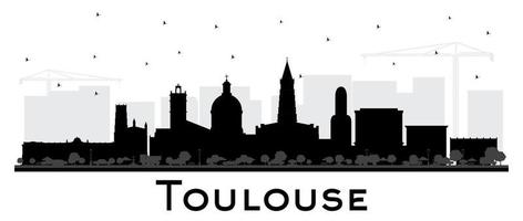 Toulouse France City Skyline Silhouette with Black Buildings Isolated on White. vector