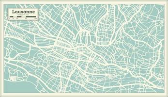 Lausanne Switzerland City Map in Retro Style. Outline Map. vector