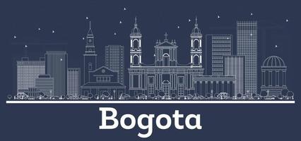 Outline Bogota Colombia City Skyline with White Buildings. vector