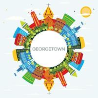 Georgetown Guyana City Skyline with Color Buildings, Blue Sky and Copy Space. vector