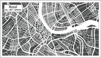 Basel Switzerland City Map in Retro Style. Outline Map. vector