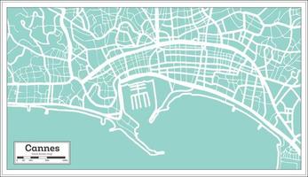 mapa de la ciudad de cannes francia en estilo retro. esquema del mapa. ilustración vectorial vector