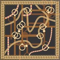 Pattern with Golden Chain and Belts for Fabric Design. vector