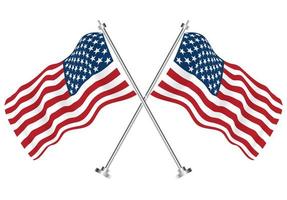 Crossed Flags of USA. Vector Illustration.