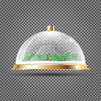 cúpula de cristal con nieve, santa y árboles sobre fondo transparente. vector