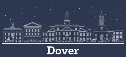 Outline Dover Delaware City Skyline with White Buildings. vector