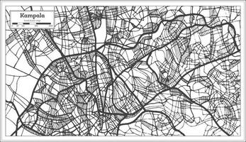 mapa de kampala uganda en color blanco y negro. vector