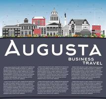 Augusta Maine City Skyline with Color Buildings, Blue Sky and Copy Space. vector