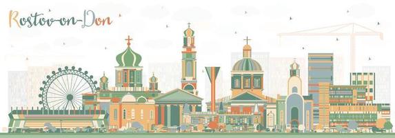 horizonte de la ciudad de rostov-on-don rusia con edificios de color. vector