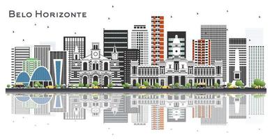 horizonte de la ciudad de belo horizonte brasil con edificios de color aislado en blanco. vector