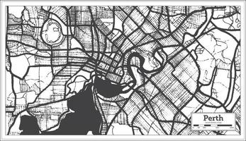 Perth Australia City Map in Black and White Color. Outline Map. vector