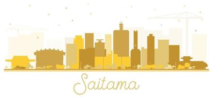 silueta del horizonte de la ciudad de saitama japón con edificios dorados aislados en blanco. vector