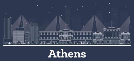 Outline Athens Greece City Skyline with White Buildings. vector