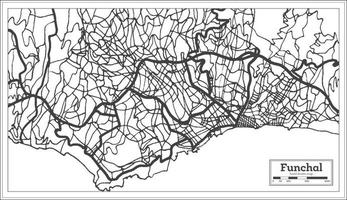 Funchal Portugal City Map in Retro Style. Outline Map. vector