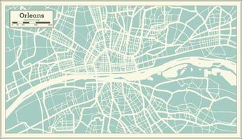 mapa de la ciudad de orleans francia en estilo retro. esquema del mapa. ilustración vectorial vector