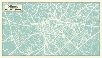 Nimes France City Map in Retro Style. Outline Map. Vector Illustration.