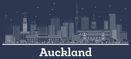 Outline Auckland New Zealand City Skyline with White Buildings. vector