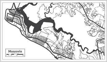 Monrovia Liberia Map in Black and White Color. Vector Illustration.