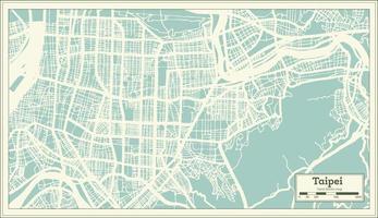 mapa de la ciudad de taipei taiwán en estilo retro. esquema del mapa. vector