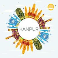 Kanpur India City Skyline with Color Buildings, Blue Sky and Copy Space. vector