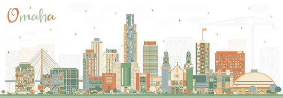 Omaha Nebraska City Skyline with Color Buildings. vector