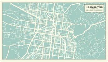 mapa de la ciudad de toowoomba australia en estilo retro. esquema del mapa. vector