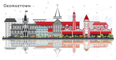 Georgetown Guyana City Skyline with Gray Buildings and Reflections Isolated on White. vector