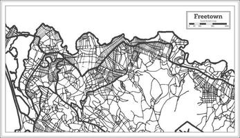 mapa de la ciudad de freetown sierra leona en color blanco y negro. esquema del mapa. vector