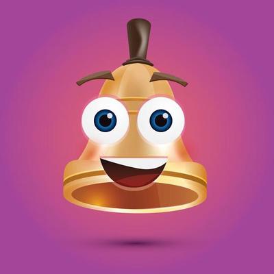 Golden Metal Bell with Face.