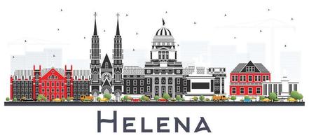 horizonte de la ciudad de helena montana con edificios de color aislados en blanco. vector