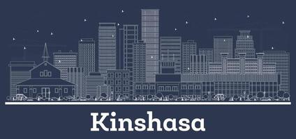Outline Kinshasa Congo City Skyline with White Buildings. vector
