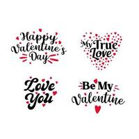 Set of lettering for Valentine's Day celebration vector