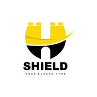 Shield Logo, Safe And Strong Security Vector, Design, Protection Simple Style, Template Brand Icon vector