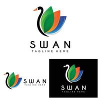 Swan Logo, Bird Animal Design, Duck Logo, Product Brand Label Vector