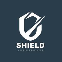 Shield Logo, Safe And Strong Security Vector, Design, Protection Simple Style, Template Brand Icon vector