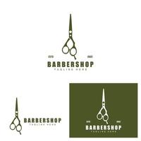 diseño de logotipo de tijeras, vector de afeitadora de barbería, ilustración de marca de tijeras de barbería