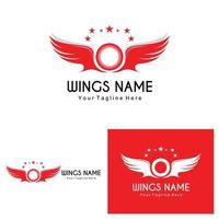 Wings Logo Design, Shield Wings Vector, Bird Feather Illustration vector