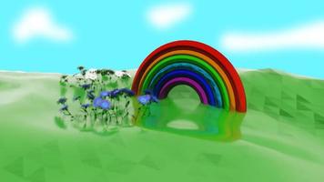 representación 3d del vídeo de fondo de la alegría del arco iris foto