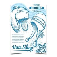 Hats Shop Winter Sale Advertising Banner Vector