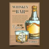 vector de cartel de publicidad creativa de barra de whisky