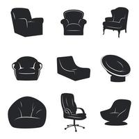 conjunto de iconos aislados en sillas temáticas vector