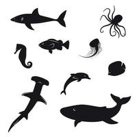 Set of isolated icons on a theme underwater vector